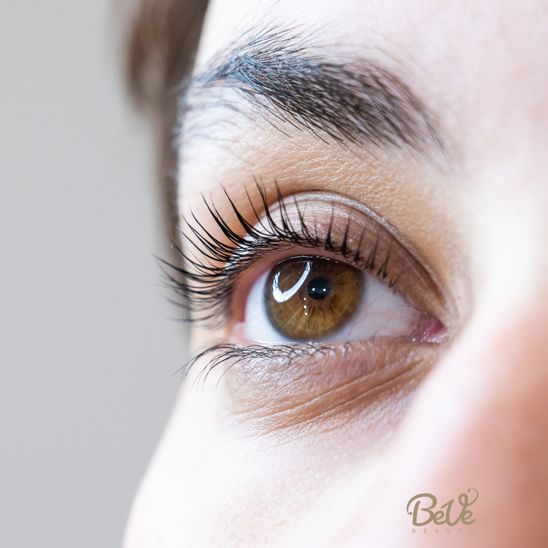 Lashlifting Ergebnis bei BeVe Beauty Hanau Nahaufnahme natürlich geschwungener Wimpern nach einem Lashlifting bei BeVe Beauty in Hanau