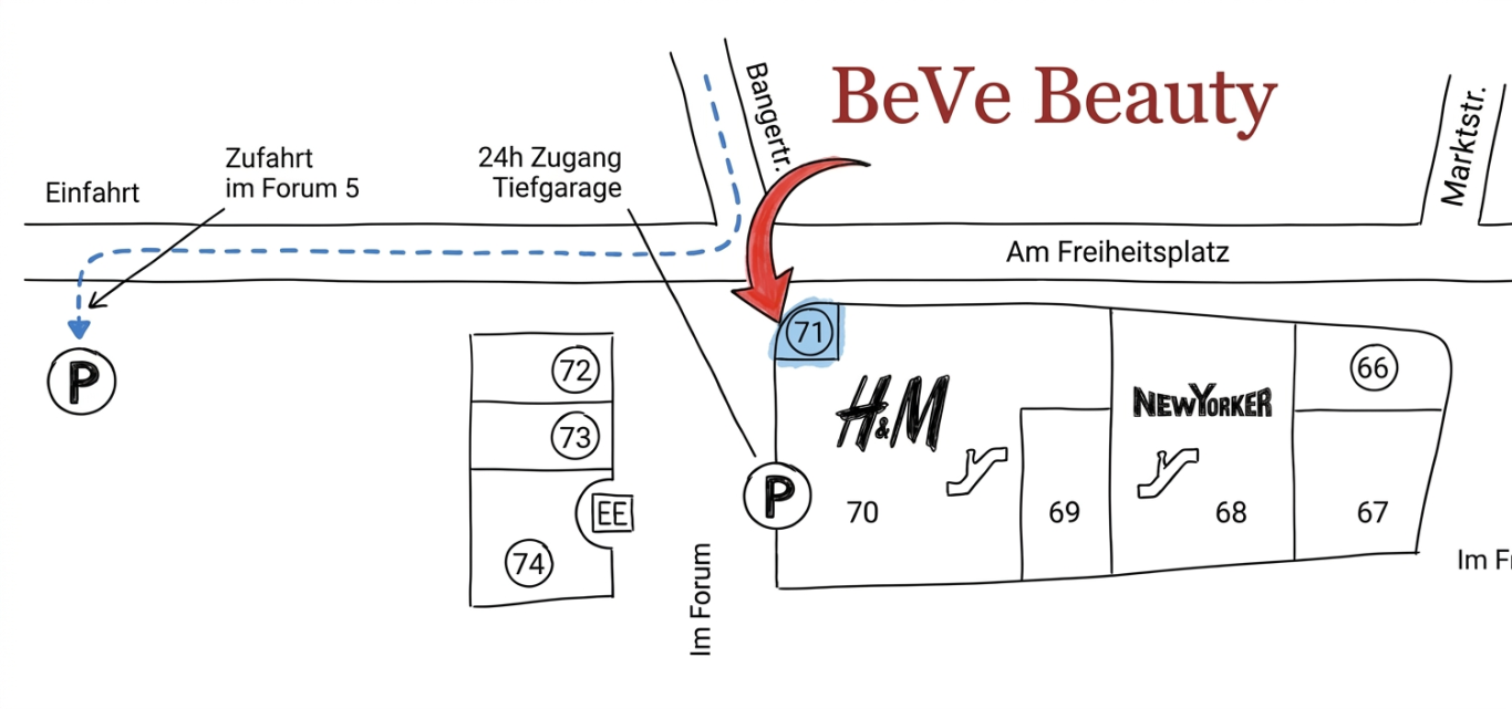 Eingang zum Kosmetikstudio BeVe Beauty in Hanau am Freiheitsplatz